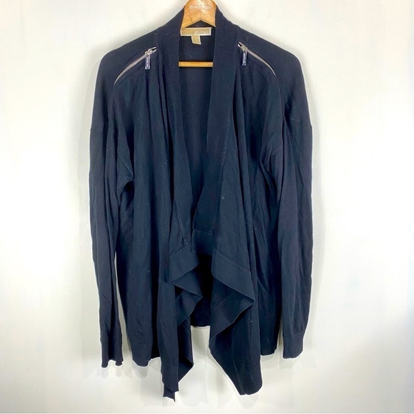 Michael Kors Zipper Drapey Slouchy Flowy Open Front Cardigan Sweater Size Large - Picture 1 of 6